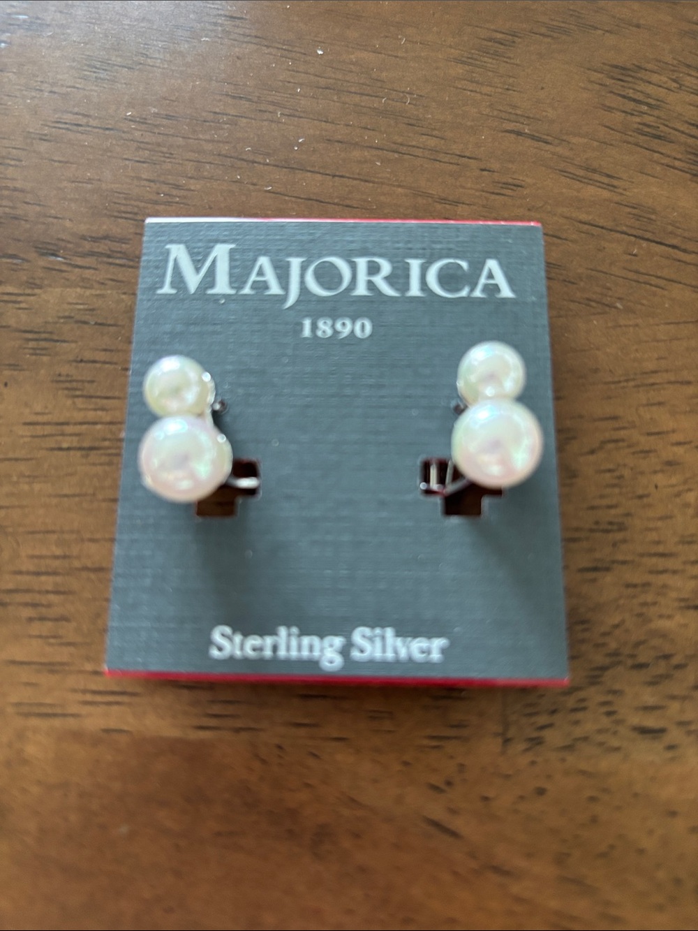 Sterling Silver White Pearl Double-Stud Earrings